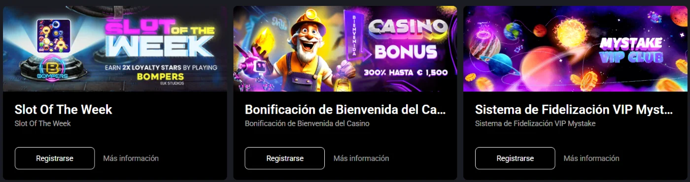 Mystake Casino con Slot of the Week, bono de bienvenida y programa VIP